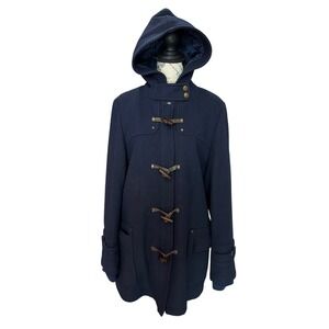 American Eagle Outfitters Navy Blue Toggle Duffle Coat Hooded XL Quilted Lining